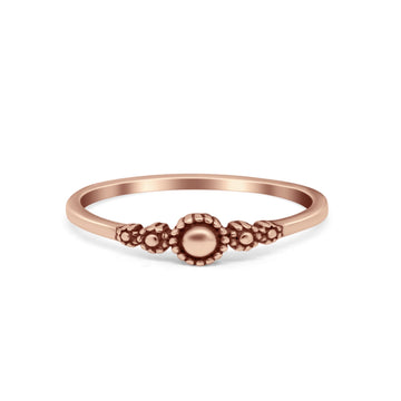 Petite Dainty Band Rose Tone Oxidized Plain Ring 925 Sterling Silver